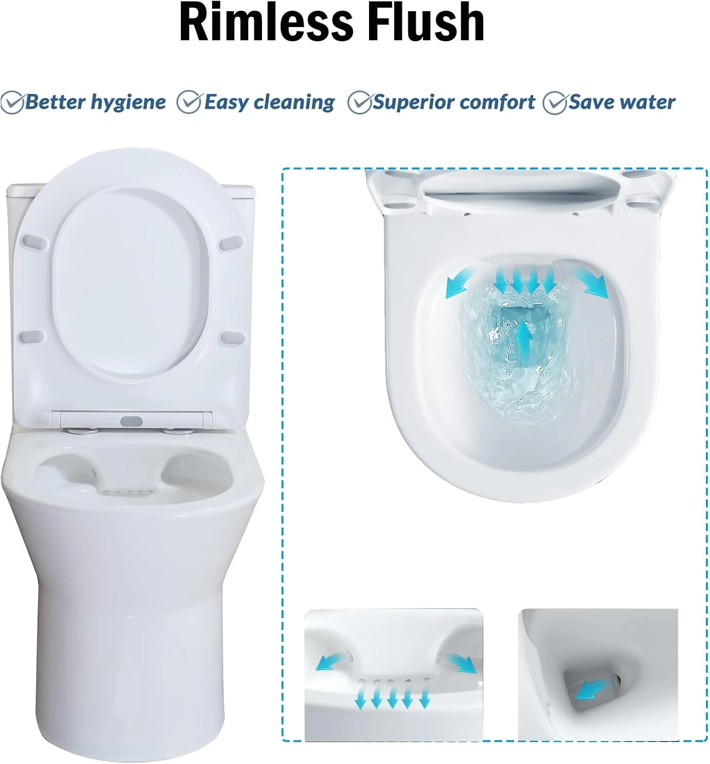 WinZo Small One Piece Toilet with 10" Rough-in Compact Modern Dual Flush
