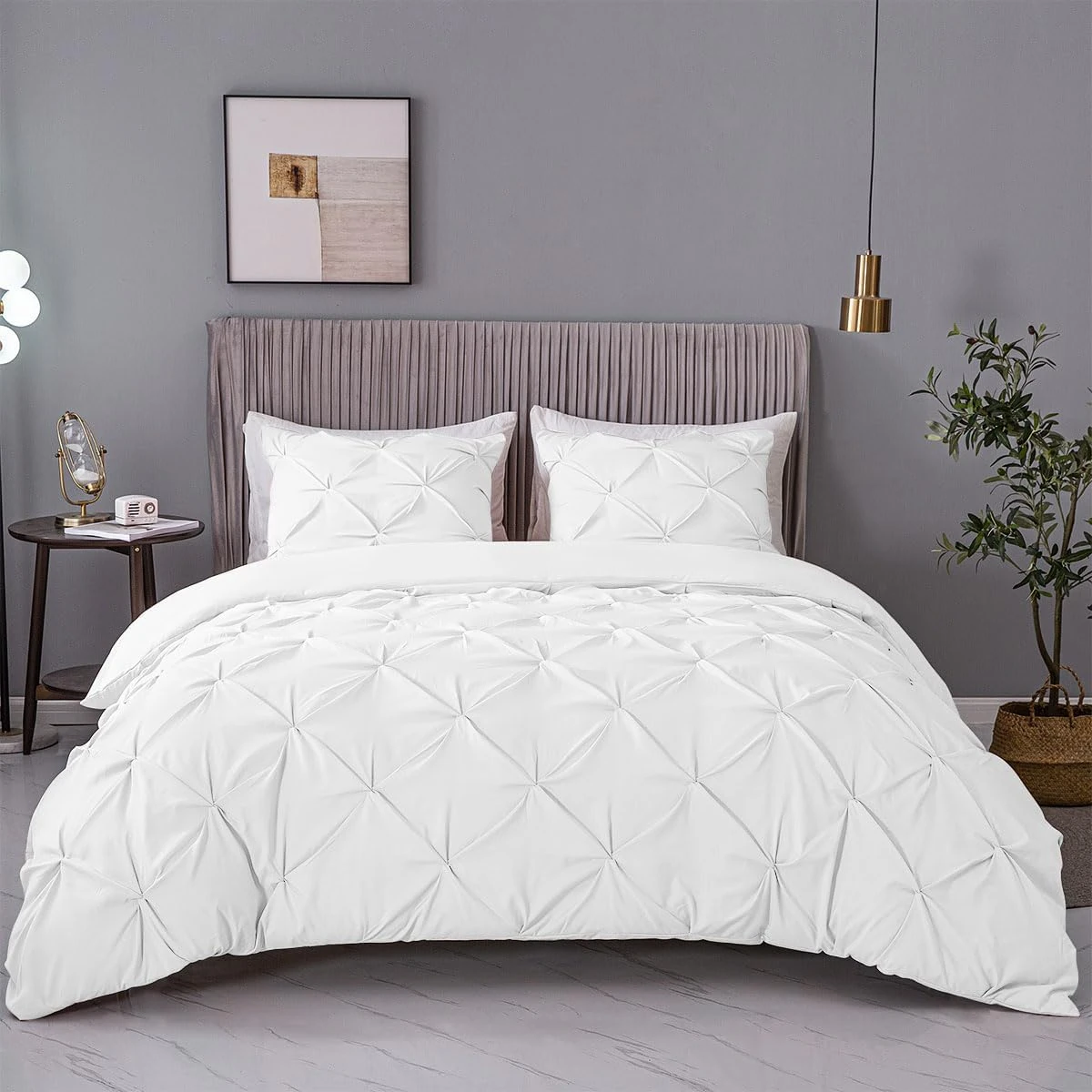 Ashleyriver 3 Piece Luxurious Pinch Pleated Duvet Cover Set
