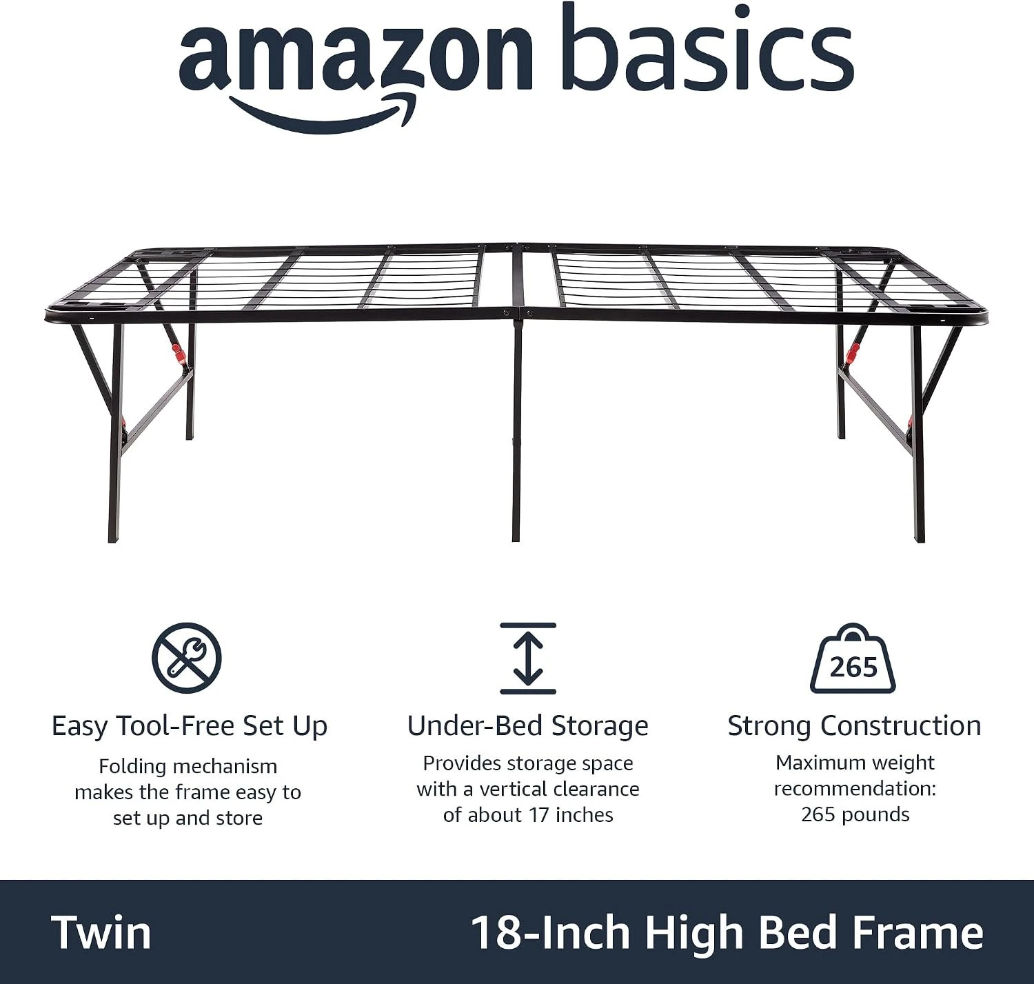 Amazon Basics Foldable Metal Platform Bed Frame