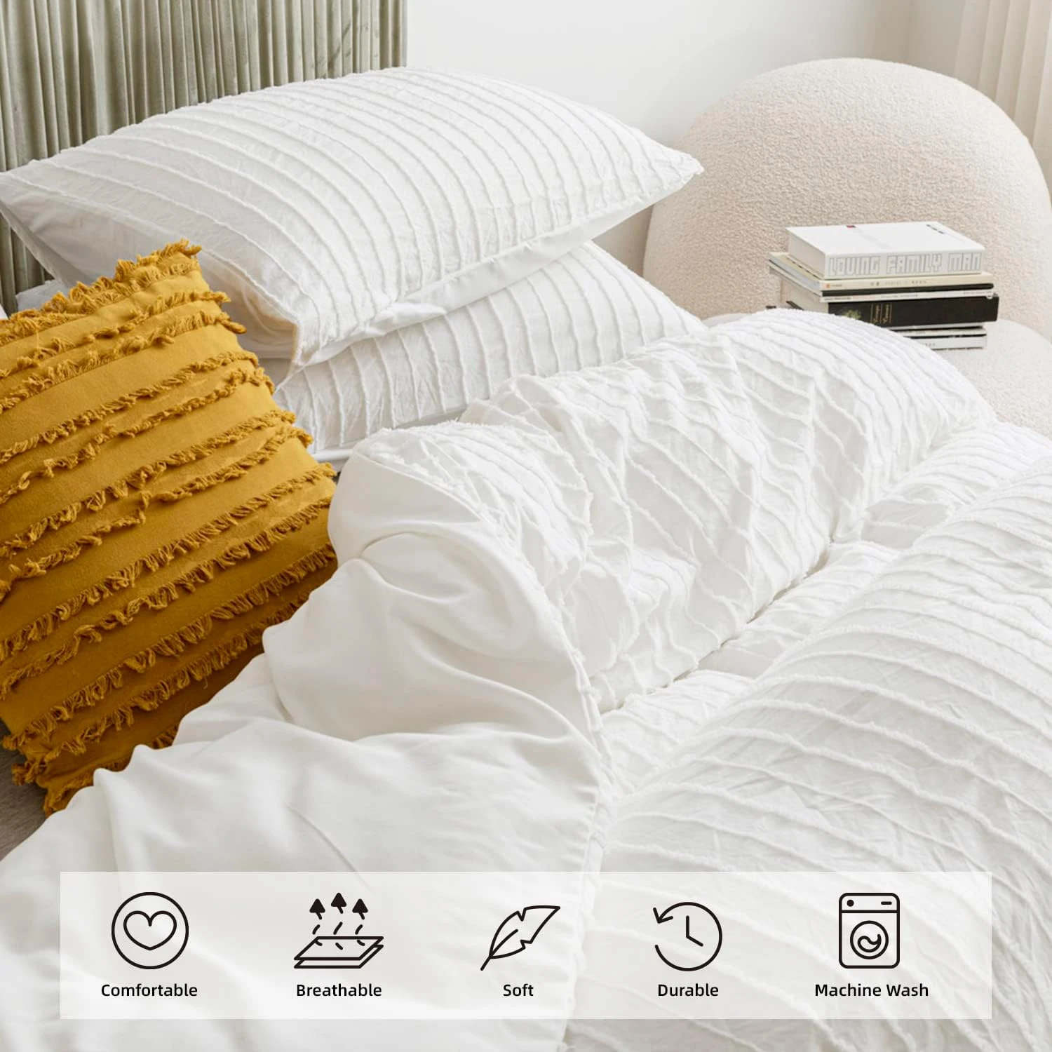 Jellymoni White Duvet Cover Queen Size