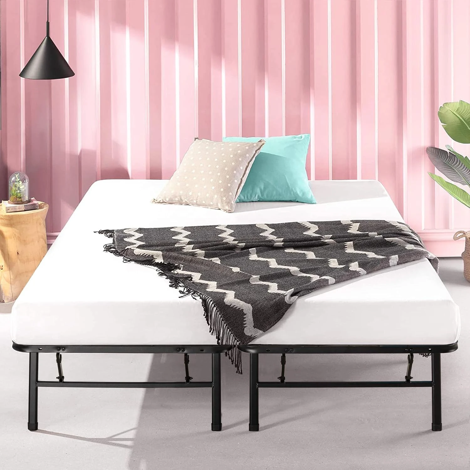 Zinus SmartBase Tool-Free Assembly Mattress Foundation, 14 Inch Metal Platform Bed Frame, No Box Spring Needed, Sturdy Steel, Underbed Storage, Queen