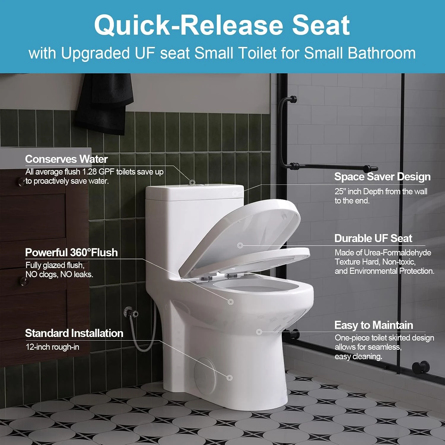 Horow HWMT-8733U Small Compact One Piece Toilet