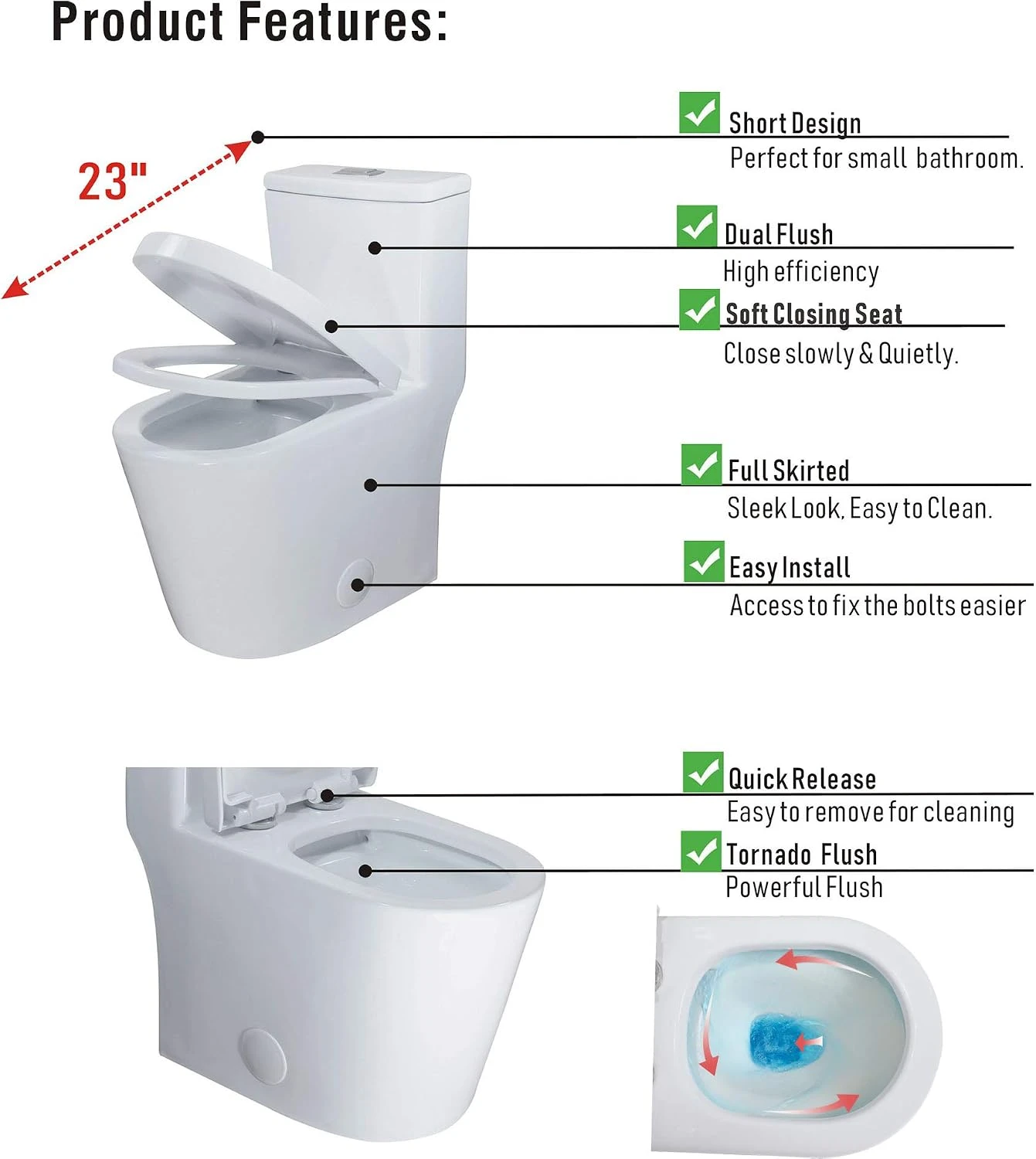 WinZo WZ5089 Compact Round One Piece Toilet