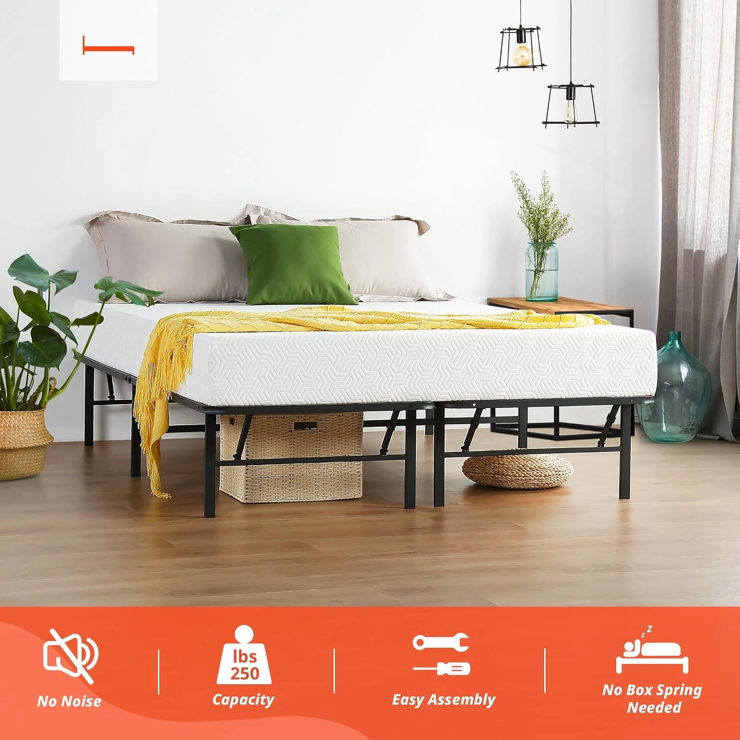 PrimaSleep Foldable Metal Platform Bed Frame