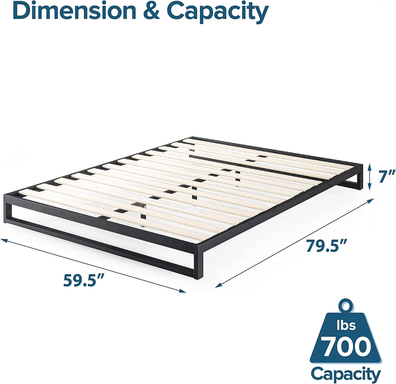 Zinus Trisha Metal Platforma Bed Frame, Wood Slat Support, No Box Spring Needed, Easy Assembly, Queen
