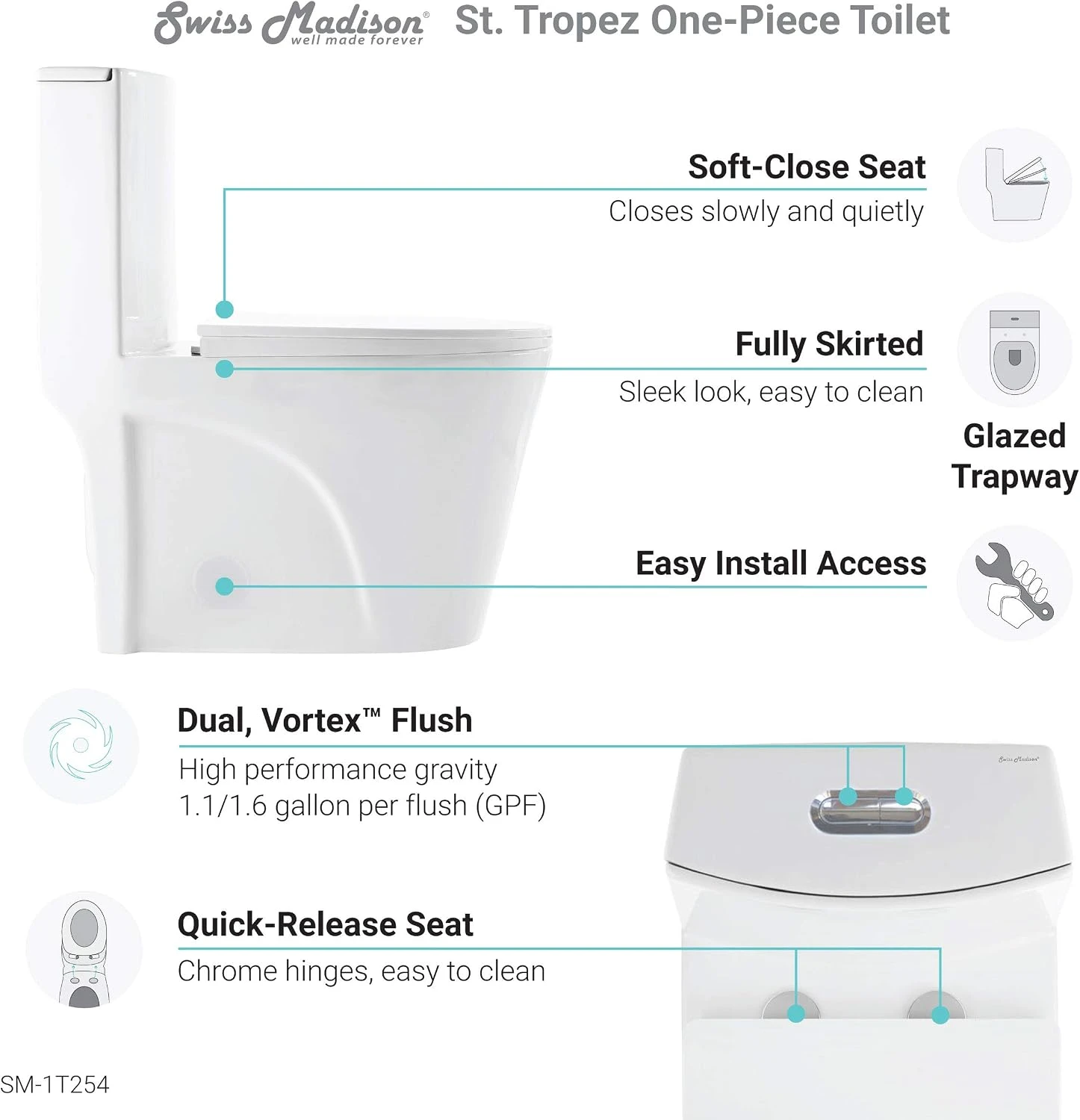 Swiss Madison Well Made Forever St. Tropez One Piece Toilet