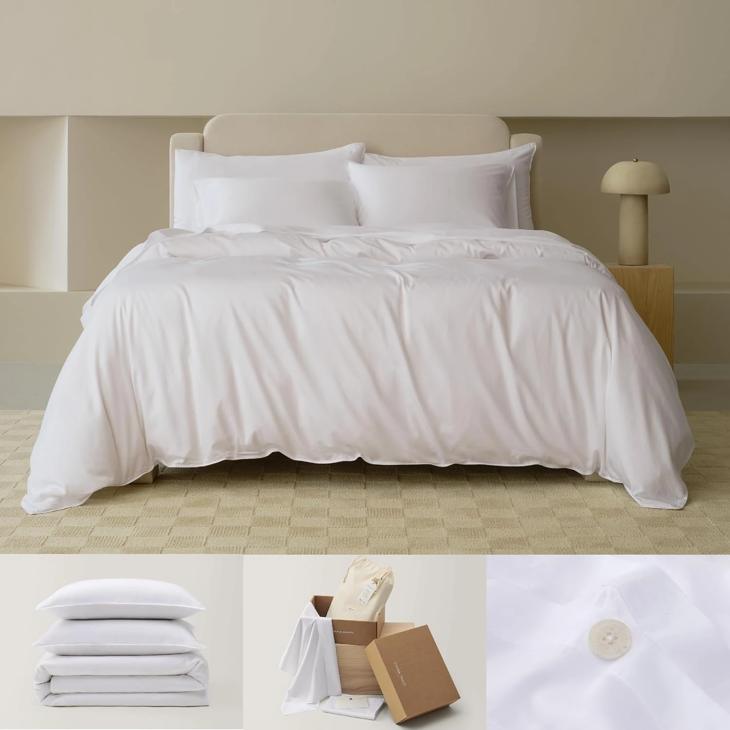 Double Stitch by Bedsure Cotton Tencel Duvet Cover Set