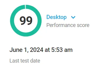 Speed Test report score Speed Test report score