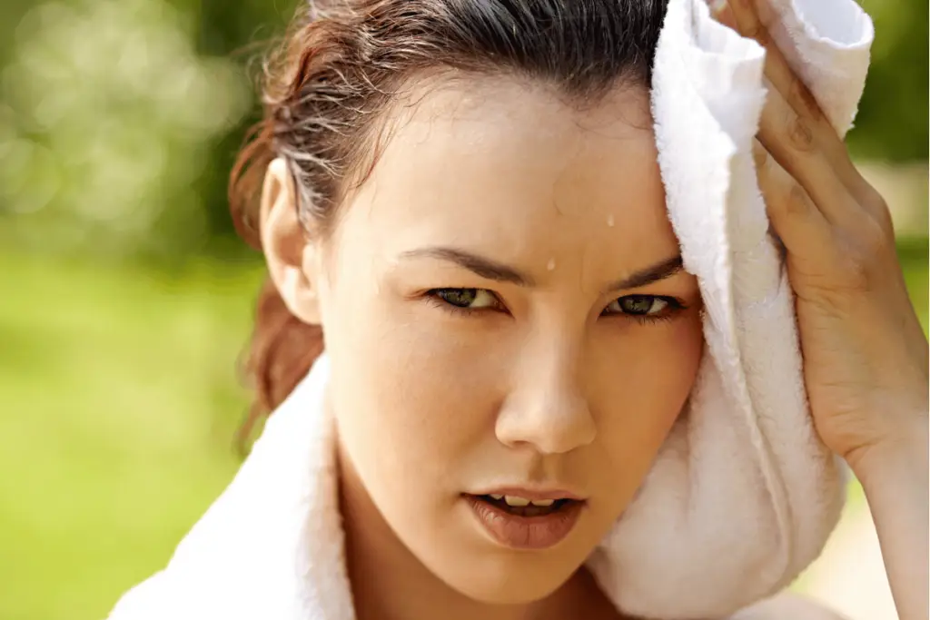 woman sweating from exercise