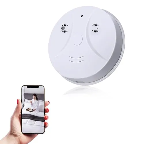 KEYPING Home Security Camera 1080P Indoor with Smoke Detector, WiFi Smart Camera with Night Vision,Motion Detection