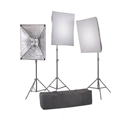 Home 38 StudioFX 2400 WATT Digital Photography Continuous Softbox Lighting Studio Video Portrait Kit CH9004S3 by Kaezi