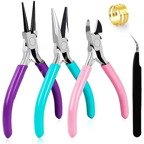 Home 44 3Pcs Jewelry Pliers Jewelry Making Pliers Tools Kit with Needle Nose Pliers/Round Nose Pliers/Chain Nose Pliers Wire Cutters for Wire Wrapping Earring Beading and DIY Crafts Jewelry Making Supplies