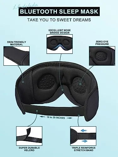LC-dolida Sleep Headphones, 3D Sleep Mask Bluetooth Wireless Music Eye Mask, Sleeping Headphones for Side Sleepers Sleep Mask with Bluetooth Headphones Ultra-Thin Stereo Speakers Perfect for Sleeping 7 LC-dolida Sleep Headphones, 3D Sleep Mask Bluetooth Wireless Music Eye Mask, Sleeping Headphones for Side Sleepers Sleep Mask with Bluetooth Headphones Ultra-Thin Stereo Speakers Perfect for Sleeping - Image 7