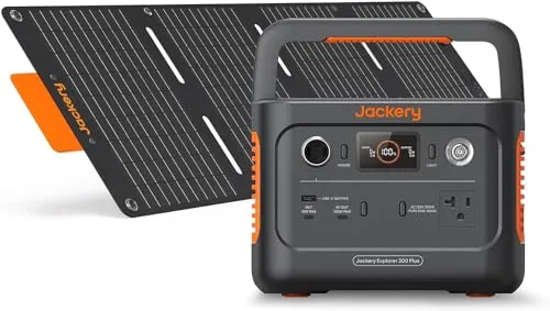 Home 52 Jackery Solar Generator 300 Plus Portable Power Station with 40W Book-sized Solar Panel, 288Wh Backup LiFePO4 Battery, 300W AC Outlet, Only 5KG for RV, Outdoors, Camping, Traveling, and Emergencies