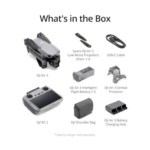 DJI Air 3 Fly More Combo with DJI RC 2, Drone with Camera 4K, Dual Primary Cameras, 3 Batteries for Extended Flight Time, 48MP Photo, 20Km Max Video Transmission, FAA Remote ID Compliant 5 DJI Air 3 Fly More Combo with DJI RC 2, Drone with Camera 4K, Dual Primary Cameras, 3 Batteries for Extended Flight Time, 48MP Photo, 20Km Max Video Transmission, FAA Remote ID Compliant - Image 5