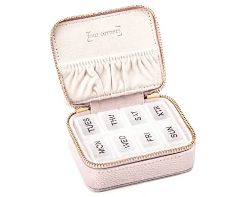 Travel Pill Organizer - Weekly Pill Organizer - Vegan Leather Pill Case - Portable Pocket Pharmacy - Travel Accessories - Pill Organizer - Travel Essentials