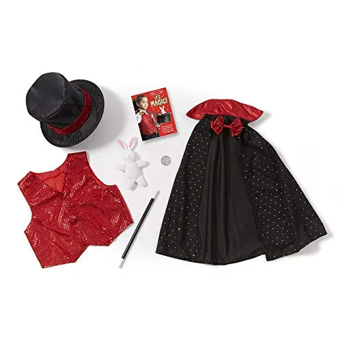 Home 42 Melissa & Doug Magician Role Play Costume Set - Includes Hat, Cape, Wand, Magic Tricks Frustration-Free Packaging