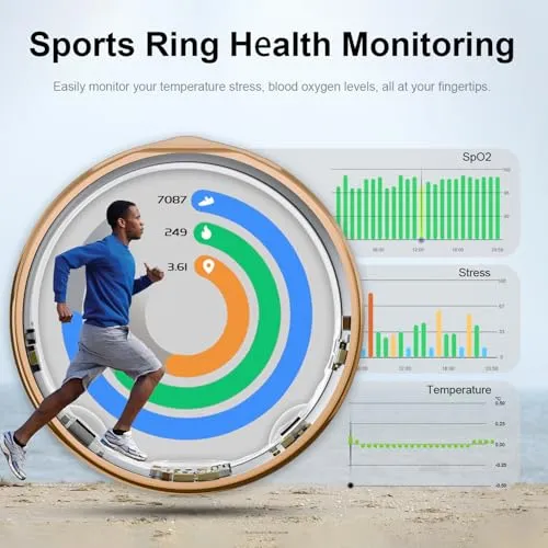 DIIKEN JCRing Smart Ring Fitness Tracker, Sleep Tracking Wearable, Accurate Monitoring of Pedometer, Heart, Temperature, Titanium Ring with Charging Case, APP for iOS & Android(Gold Size8) 4 DIIKEN JCRing Smart Ring Fitness Tracker, Sleep Tracking Wearable, Accurate Monitoring of Pedometer, Heart, Temperature, Titanium Ring with Charging Case, APP for iOS & Android(Gold Size8) - Image 4