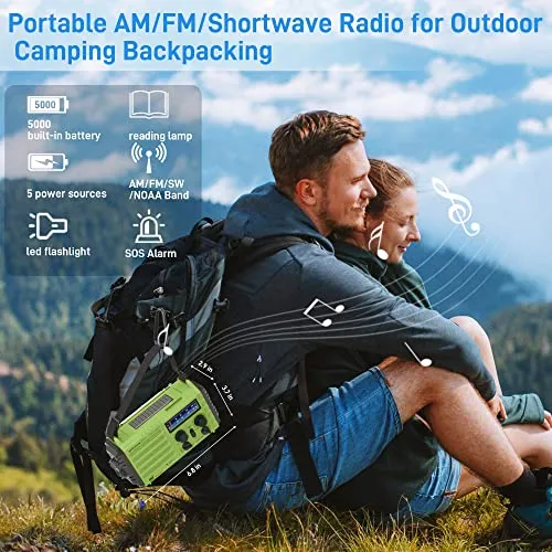 NOAA Weather Radio, Emergency Hand Crank Radio with Solar Charger, Portable Battery Operated AM FM Shortwave Radio with LED Flashlight, USB Charger, Earbud Jack, SOS Alert for Home Survival Hurricane 6 NOAA Weather Radio, Emergency Hand Crank Radio with Solar Charger, Portable Battery Operated AM FM Shortwave Radio with LED Flashlight, USB Charger, Earbud Jack, SOS Alert for Home Survival Hurricane - Image 6