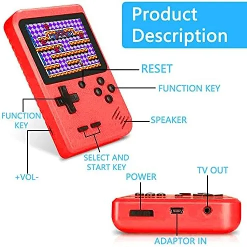 Retro Handheld Game Console, Portable Retro Video Game Console with 400 Classical FC Games, 3.0-Inch Screen. Storage Bag. 1020mAh Rechargeable Battery Support for Connecting TV and Two Players 5 Retro Handheld Game Console, Portable Retro Video Game Console with 400 Classical FC Games, 3.0-Inch Screen. Storage Bag. 1020mAh Rechargeable Battery Support for Connecting TV and Two Players - Image 5