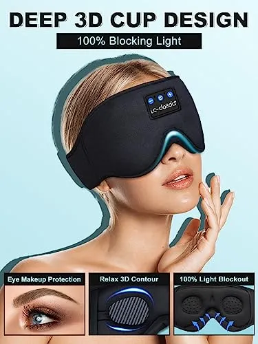 LC-dolida Sleep Headphones, 3D Sleep Mask Bluetooth Wireless Music Eye Mask, Sleeping Headphones for Side Sleepers Sleep Mask with Bluetooth Headphones Ultra-Thin Stereo Speakers Perfect for Sleeping 2 LC-dolida Sleep Headphones, 3D Sleep Mask Bluetooth Wireless Music Eye Mask, Sleeping Headphones for Side Sleepers Sleep Mask with Bluetooth Headphones Ultra-Thin Stereo Speakers Perfect for Sleeping - Image 2