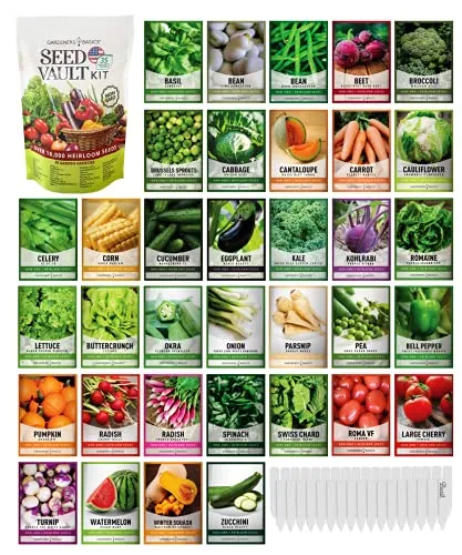 Products by Categories Grid 30 Gardeners Basics, Survival Vegetable Seeds Garden Kit Over 16,000 Seeds Non-GMO and Heirloom, Great for Emergency Bugout Survival Gear 35 Varieties Seeds for Planting Vegetables 35 Plant Markers