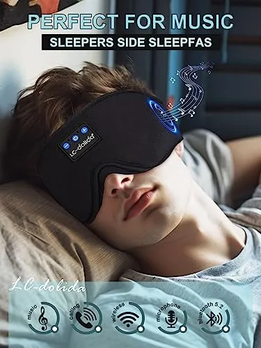 LC-dolida Sleep Headphones, 3D Sleep Mask Bluetooth Wireless Music Eye Mask, Sleeping Headphones for Side Sleepers Sleep Mask with Bluetooth Headphones Ultra-Thin Stereo Speakers Perfect for Sleeping 3 LC-dolida Sleep Headphones, 3D Sleep Mask Bluetooth Wireless Music Eye Mask, Sleeping Headphones for Side Sleepers Sleep Mask with Bluetooth Headphones Ultra-Thin Stereo Speakers Perfect for Sleeping - Image 3