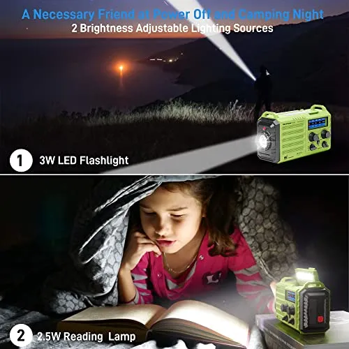 NOAA Weather Radio, Emergency Hand Crank Radio with Solar Charger, Portable Battery Operated AM FM Shortwave Radio with LED Flashlight, USB Charger, Earbud Jack, SOS Alert for Home Survival Hurricane 3 NOAA Weather Radio, Emergency Hand Crank Radio with Solar Charger, Portable Battery Operated AM FM Shortwave Radio with LED Flashlight, USB Charger, Earbud Jack, SOS Alert for Home Survival Hurricane - Image 3