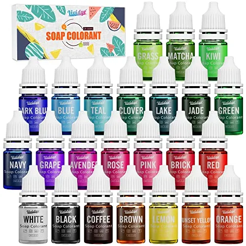 Home 46 Soap Dye - 24 Color Food Grade Skin Safe Soap Coloring Bath Bomb Color Dye for DIY Soap Making Supplies - Liquid Concentrated Soap Colorant for Bath Bomb Supplies Kit, Handmade Soaps, DIY Craft