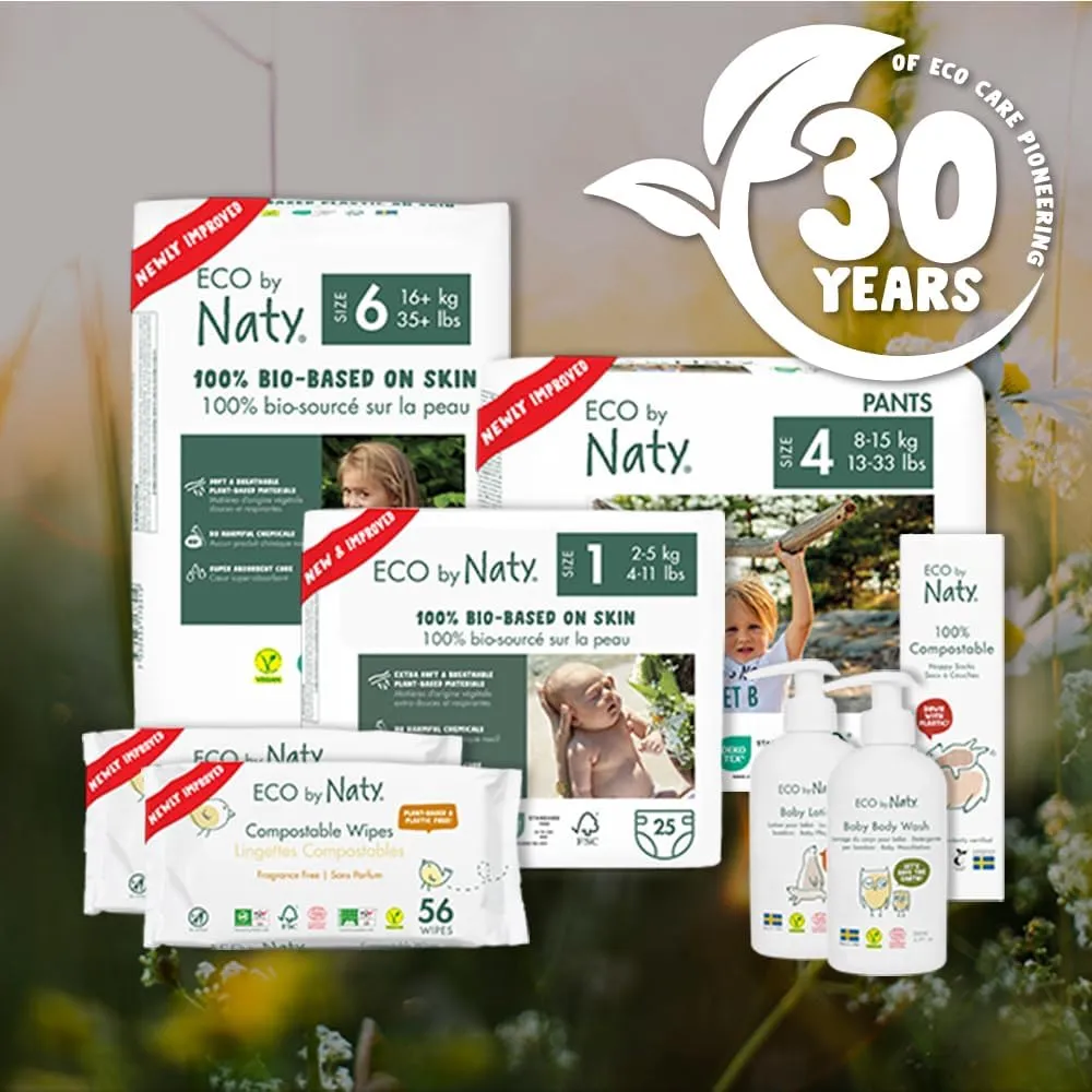 Eco by Naty Eco-Friendly Baby Diapers Newborn - 100% Plant-Based Materials on Skin, Extra Soft, for Sensitive Skin & Super Absorbent (Size 1, 100 Count) 7 Eco by Naty Eco-Friendly Baby Diapers Newborn - 100% Plant-Based Materials on Skin, Extra Soft, for Sensitive Skin & Super Absorbent (Size 1, 100 Count) - Image 7