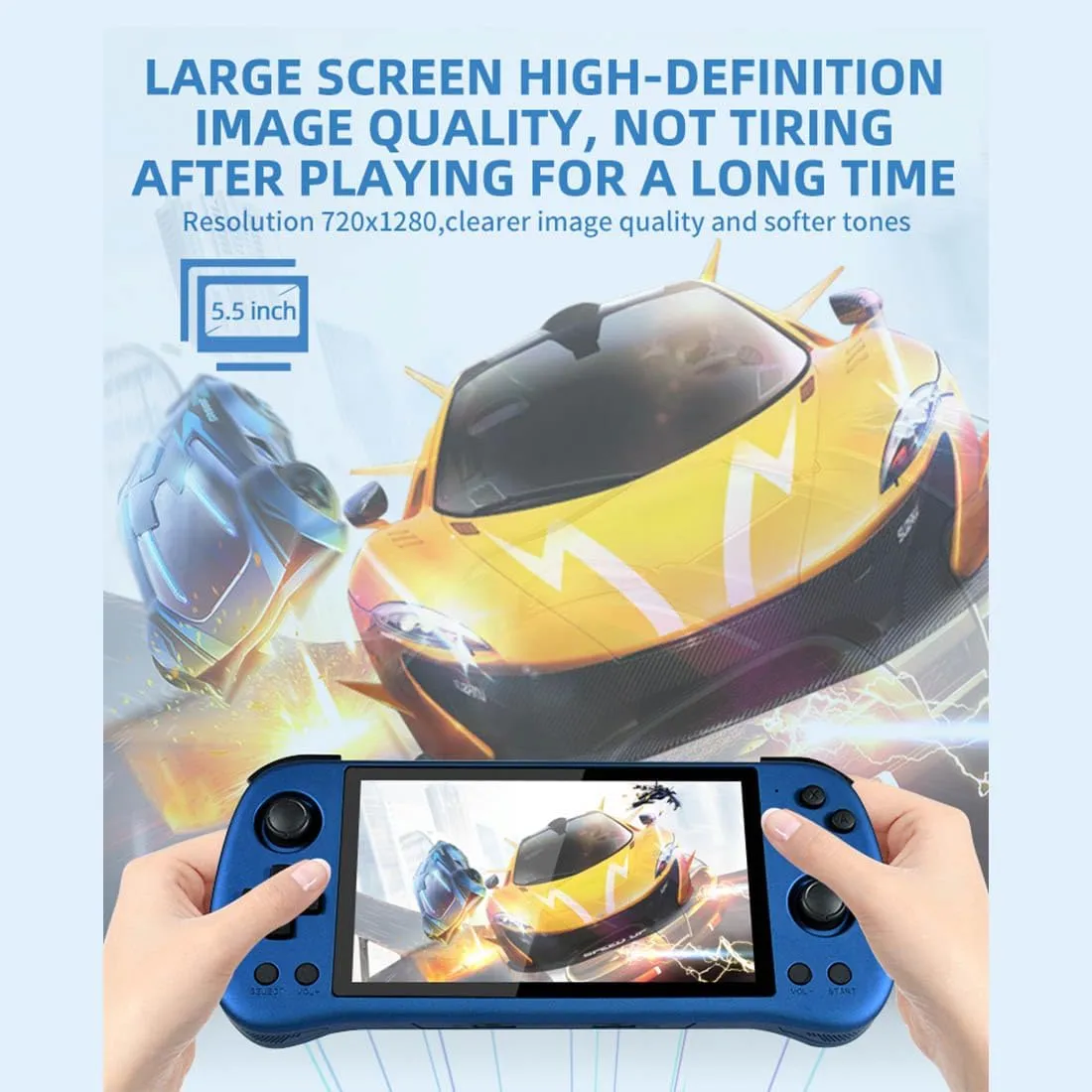X55 Handheld 16G+256G Retro Arcade Handheld Game Console Built-in 30,000 Games, JELOS System & RK3566 CPU, 5.5-Inch Portable Video Gaming Console for Kids Adults - Blue 8 X55 Handheld 16G+256G Retro Arcade Handheld Game Console Built-in 30,000 Games, JELOS System & RK3566 CPU, 5.5-Inch Portable Video Gaming Console for Kids Adults - Blue - Image 8