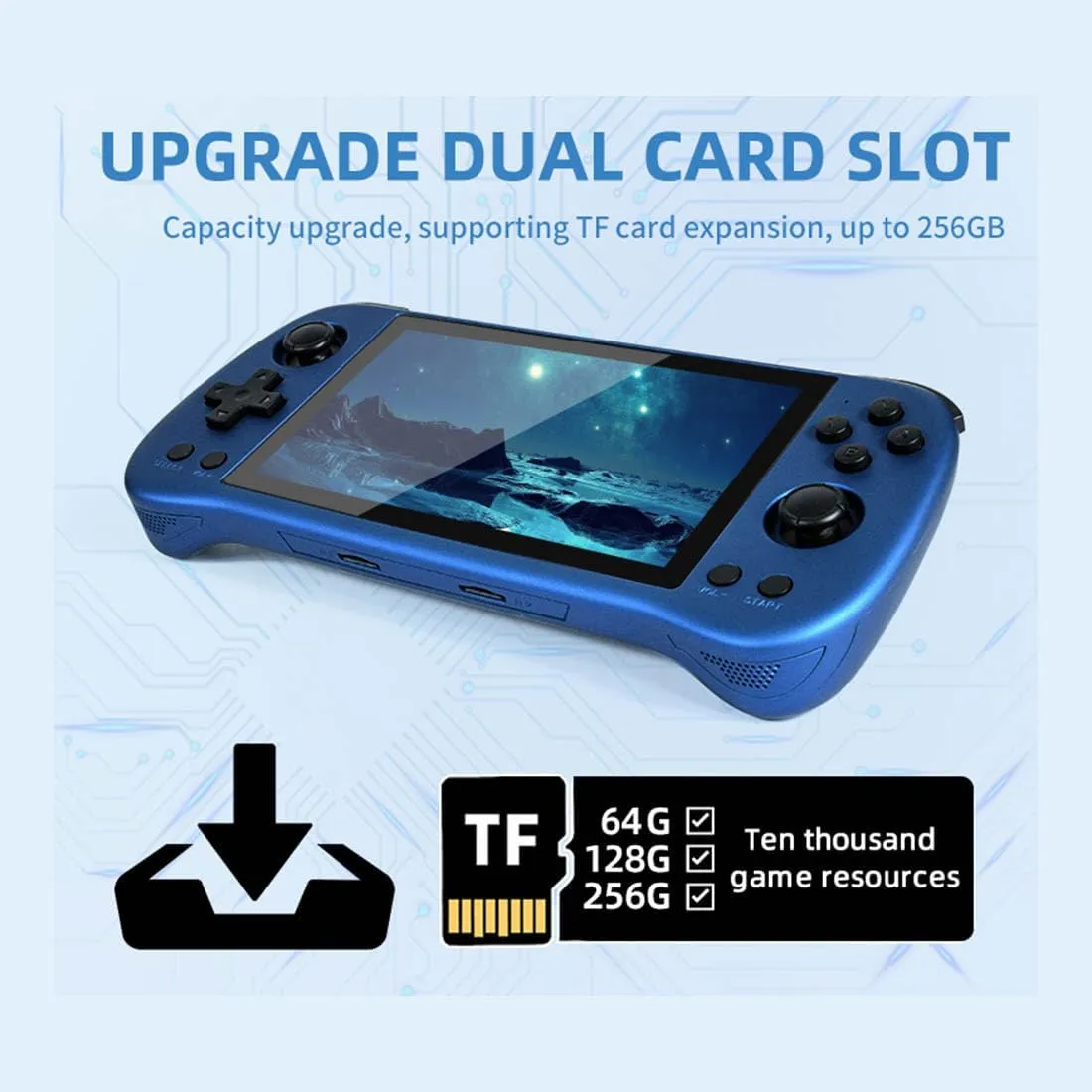 X55 Handheld 16G+256G Retro Arcade Handheld Game Console Built-in 30,000 Games, JELOS System & RK3566 CPU, 5.5-Inch Portable Video Gaming Console for Kids Adults - Blue 7 X55 Handheld 16G+256G Retro Arcade Handheld Game Console Built-in 30,000 Games, JELOS System & RK3566 CPU, 5.5-Inch Portable Video Gaming Console for Kids Adults - Blue - Image 7