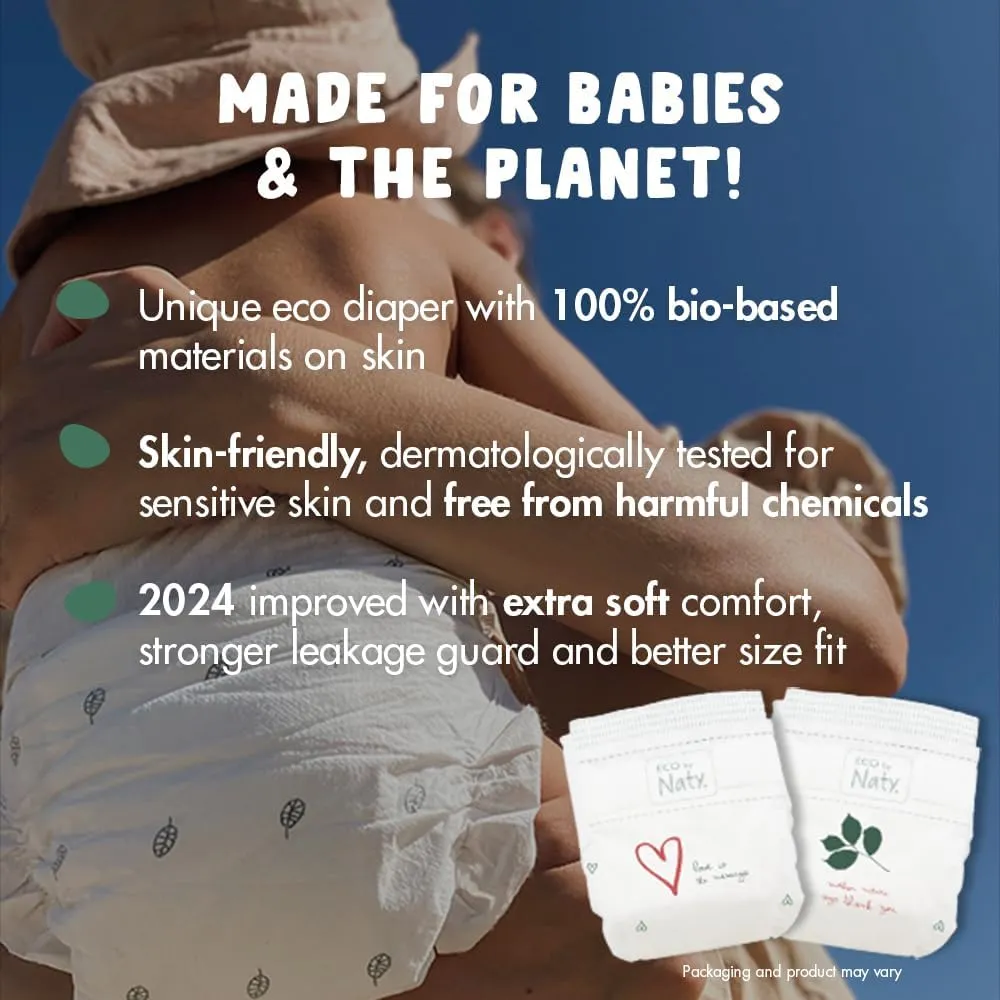Eco by Naty Eco-Friendly Baby Diapers Newborn - 100% Plant-Based Materials on Skin, Extra Soft, for Sensitive Skin & Super Absorbent (Size 1, 100 Count) 3 Eco by Naty Eco-Friendly Baby Diapers Newborn - 100% Plant-Based Materials on Skin, Extra Soft, for Sensitive Skin & Super Absorbent (Size 1, 100 Count) - Image 3