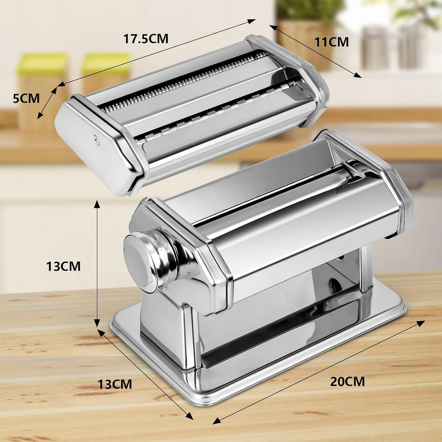 Manual Pasta Maker Machine, Stainless Steel Pasta Roller and Cutter with 7 Adjustable Thickness Settings, Dual Width Noodle Maker for Pasta, Spaghetti, Fettuccine, Lasagna 6 Manual Pasta Maker Machine, Stainless Steel Pasta Roller and Cutter with 7 Adjustable Thickness Settings, Dual Width Noodle Maker for Pasta, Spaghetti, Fettuccine, Lasagna - Image 6