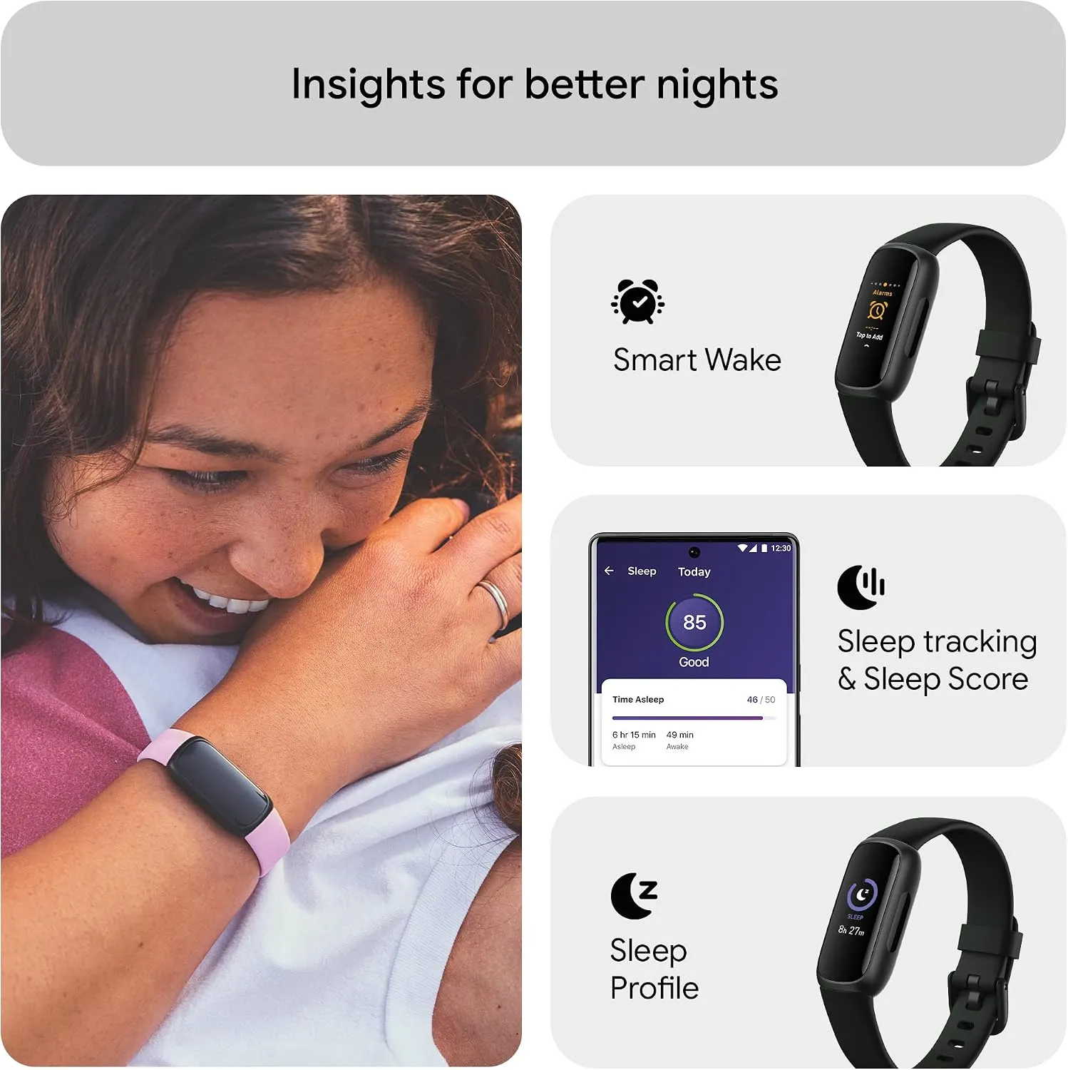 Fitbit Inspire 3 Health &-Fitness-Tracker with Stress Management, Workout Intensity, Sleep Tracking, 24/7 Heart Rate and more, Midnight Zen/Black One Size (S & L Bands Included) 4 Fitbit Inspire 3 Health &-Fitness-Tracker with Stress Management, Workout Intensity, Sleep Tracking, 24/7 Heart Rate and more, Midnight Zen/Black One Size (S & L Bands Included) - Image 4