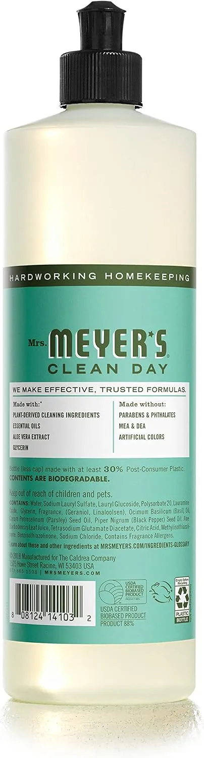 MRS. MEYER'S CLEAN DAY Liquid Dish Soap, Biodegradable Formula, Basil, 16 fl. oz 2 MRS. MEYER'S CLEAN DAY Liquid Dish Soap, Biodegradable Formula, Basil, 16 fl. oz - Image 2