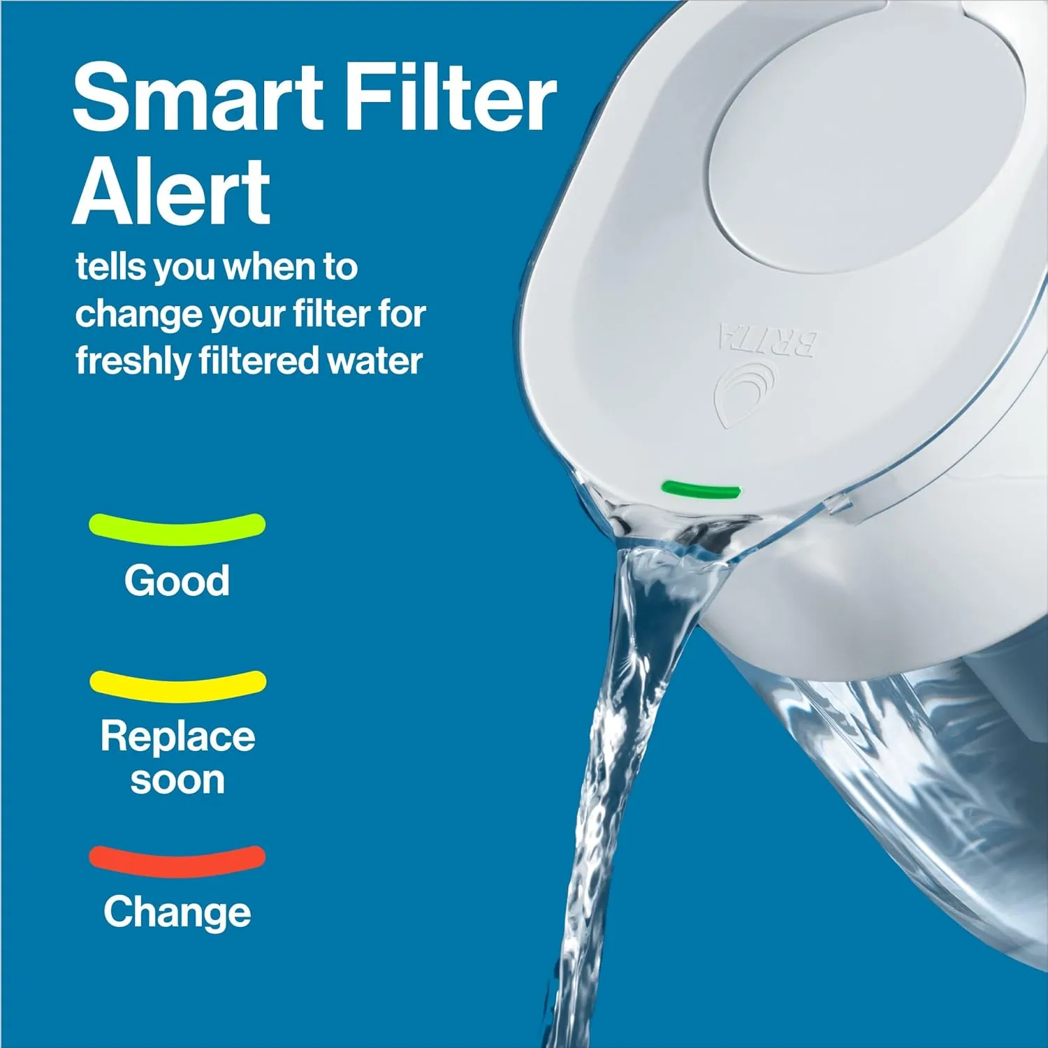 Brita Everyday Standard Water Filter Pitcher with SmartLight Filter Change Indicator, Reduces Copper, Cadmium and Mercury Impurities, Includes 1 Filter, BPA-Free, Lasts 2 Months, 10-Cup, Black 2 Brita Everyday Standard Water Filter Pitcher with SmartLight Filter Change Indicator, Reduces Copper, Cadmium and Mercury Impurities, Includes 1 Filter, BPA-Free, Lasts 2 Months, 10-Cup, Black - Image 2
