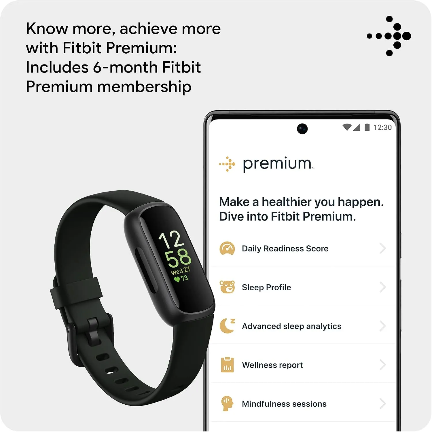 Fitbit Inspire 3 Health &-Fitness-Tracker with Stress Management, Workout Intensity, Sleep Tracking, 24/7 Heart Rate and more, Midnight Zen/Black One Size (S & L Bands Included) 5 Fitbit Inspire 3 Health &-Fitness-Tracker with Stress Management, Workout Intensity, Sleep Tracking, 24/7 Heart Rate and more, Midnight Zen/Black One Size (S & L Bands Included) - Image 5