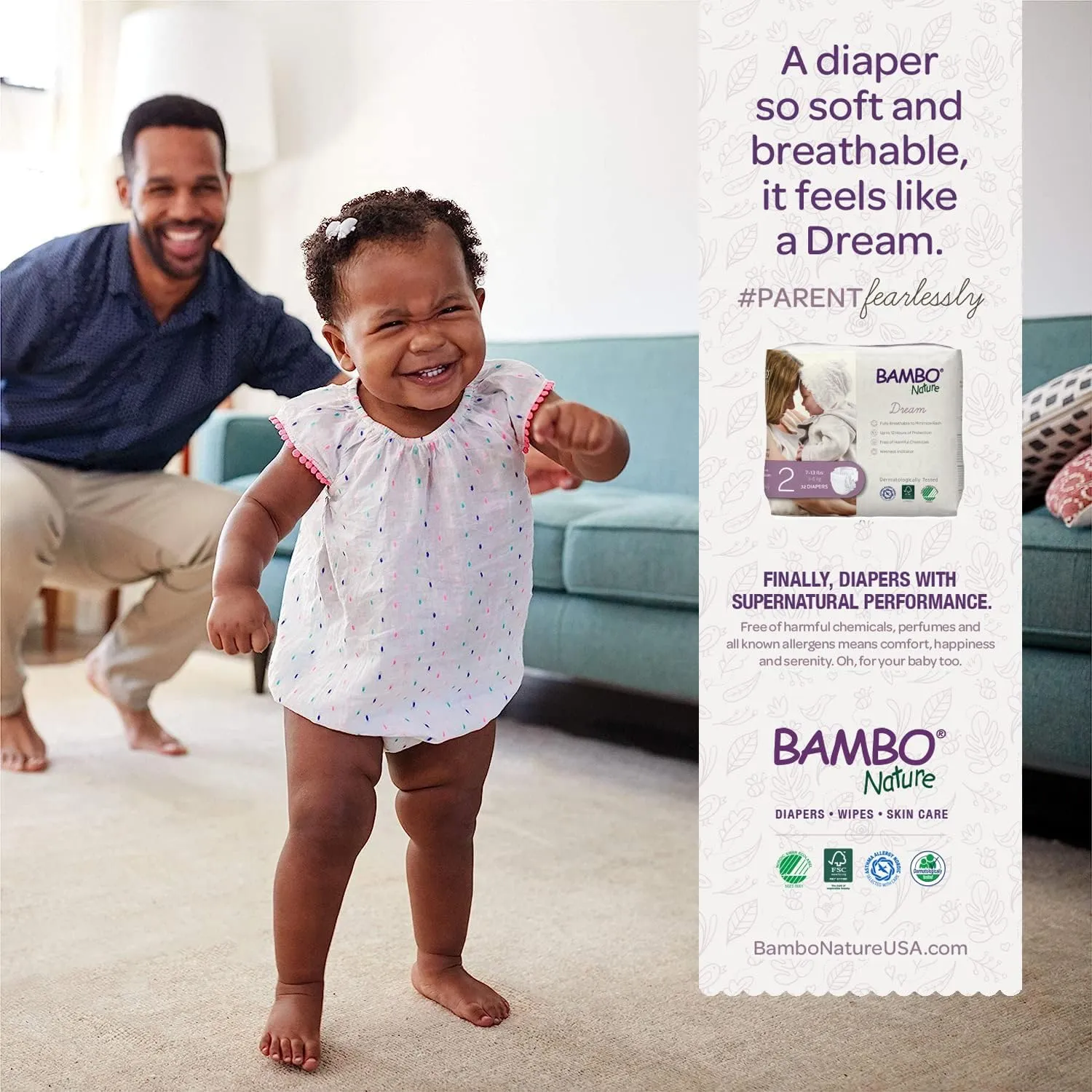 Bambo Nature Premium Baby Diapers (SIZES 0 TO 6 AVAILABLE), Size 2, 32 Count 6 Bambo Nature Premium Baby Diapers (SIZES 0 TO 6 AVAILABLE), Size 2, 32 Count - Image 6
