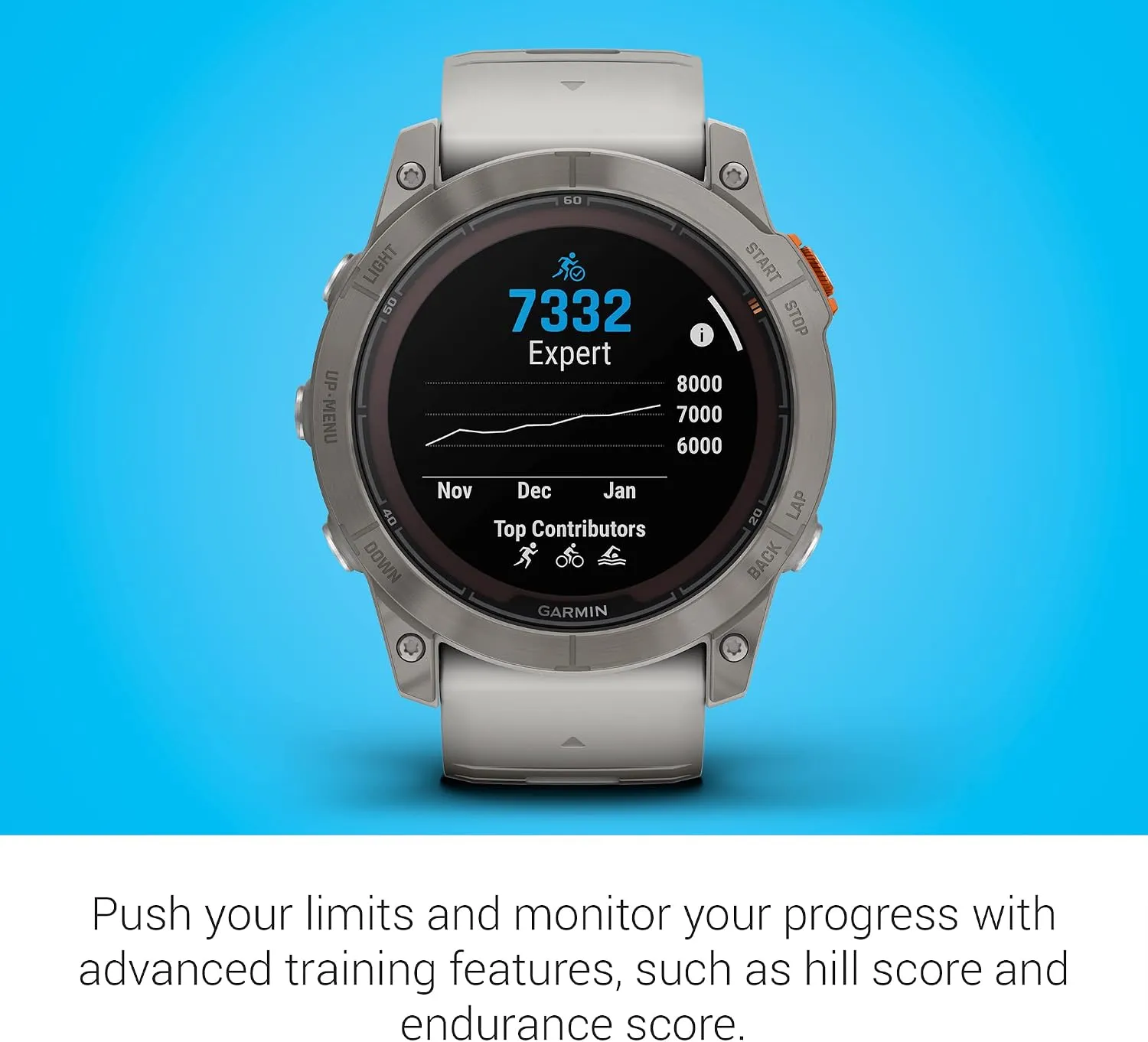 Garmin fฤnix 7X Pro Sapphire Solar, Multisport GPS Smartwatch, Built-in Flashlight, Solar Charging Capability, Fog Gray/Ember Orange 6 Garmin fฤnix 7X Pro Sapphire Solar, Multisport GPS Smartwatch, Built-in Flashlight, Solar Charging Capability, Fog Gray/Ember Orange - Image 6