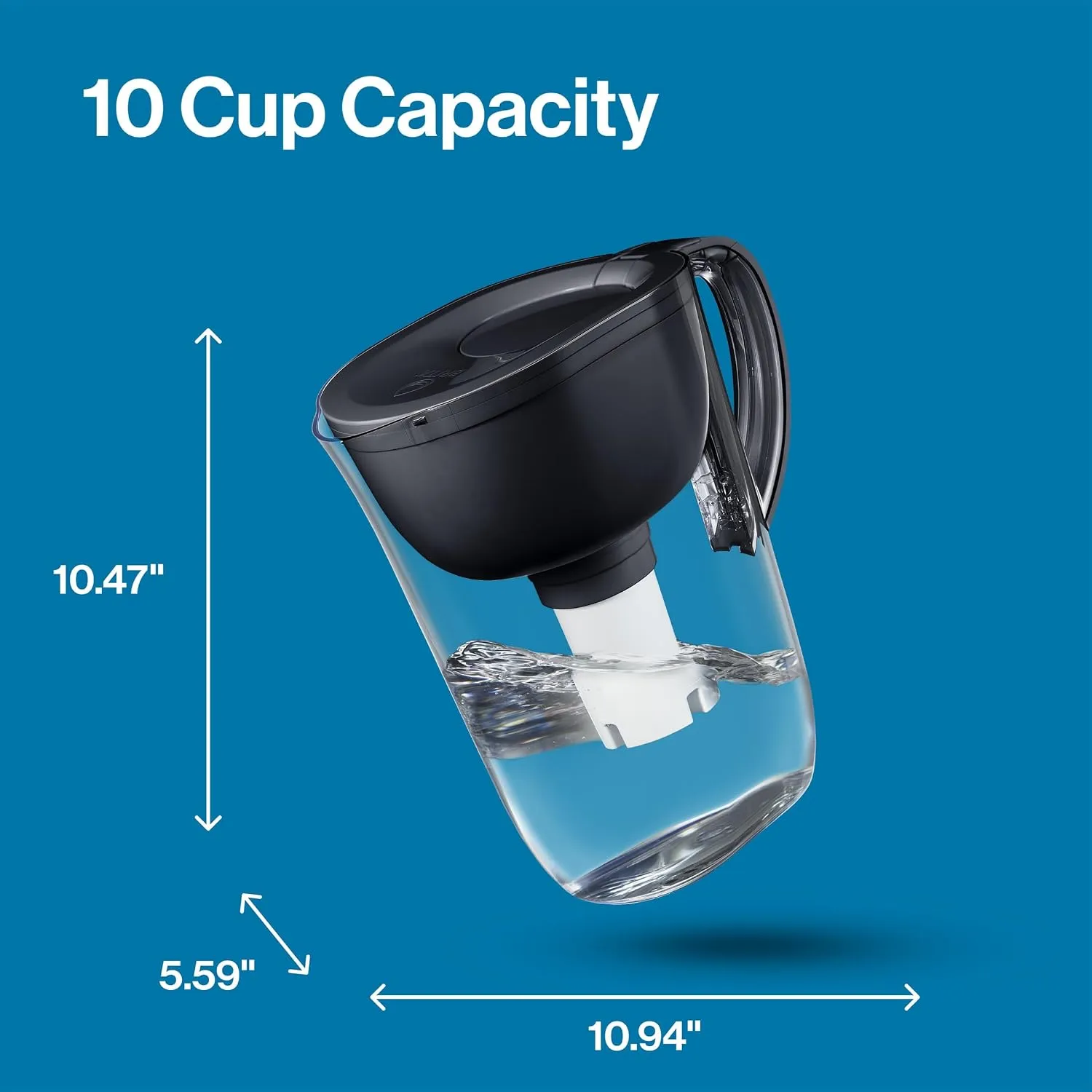 Brita Everyday Standard Water Filter Pitcher with SmartLight Filter Change Indicator, Reduces Copper, Cadmium and Mercury Impurities, Includes 1 Filter, BPA-Free, Lasts 2 Months, 10-Cup, Black 7 Brita Everyday Standard Water Filter Pitcher with SmartLight Filter Change Indicator, Reduces Copper, Cadmium and Mercury Impurities, Includes 1 Filter, BPA-Free, Lasts 2 Months, 10-Cup, Black - Image 7