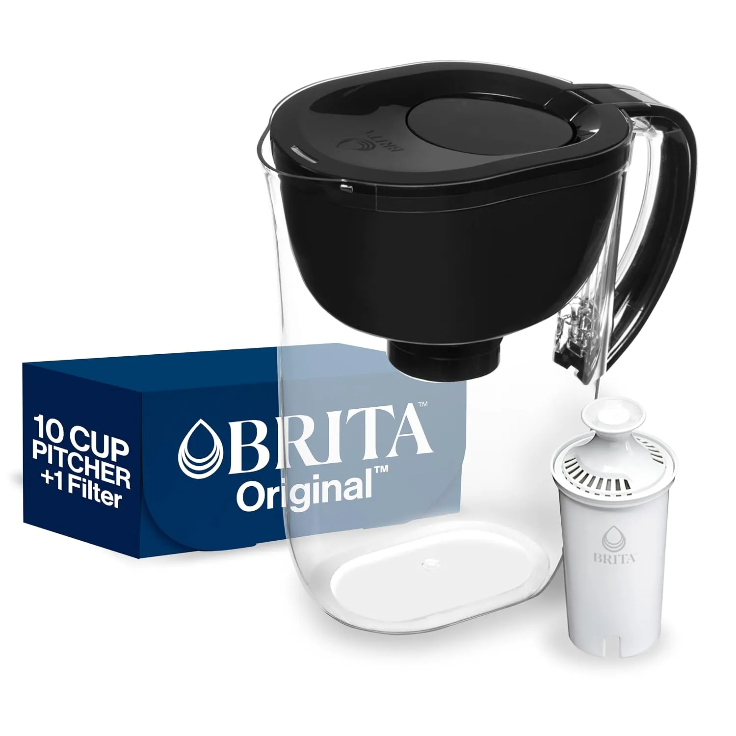 Products by Categories Grid 46 Brita Everyday Standard Water Filter Pitcher with SmartLight Filter Change Indicator, Reduces Copper, Cadmium and Mercury Impurities, Includes 1 Filter, BPA-Free, Lasts 2 Months, 10-Cup, Black