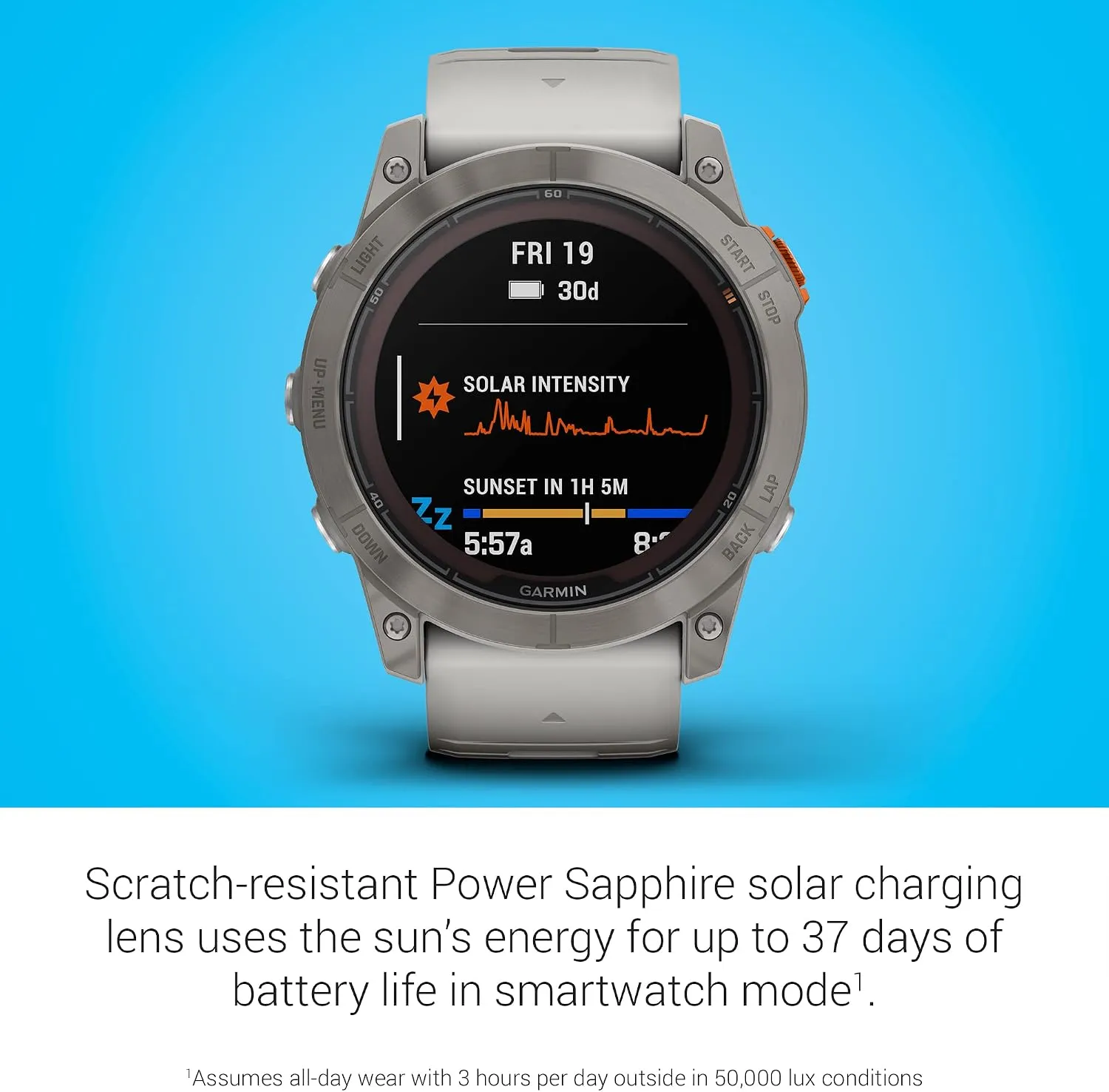 Garmin fฤnix 7X Pro Sapphire Solar, Multisport GPS Smartwatch, Built-in Flashlight, Solar Charging Capability, Fog Gray/Ember Orange 3 Garmin fฤnix 7X Pro Sapphire Solar, Multisport GPS Smartwatch, Built-in Flashlight, Solar Charging Capability, Fog Gray/Ember Orange - Image 3