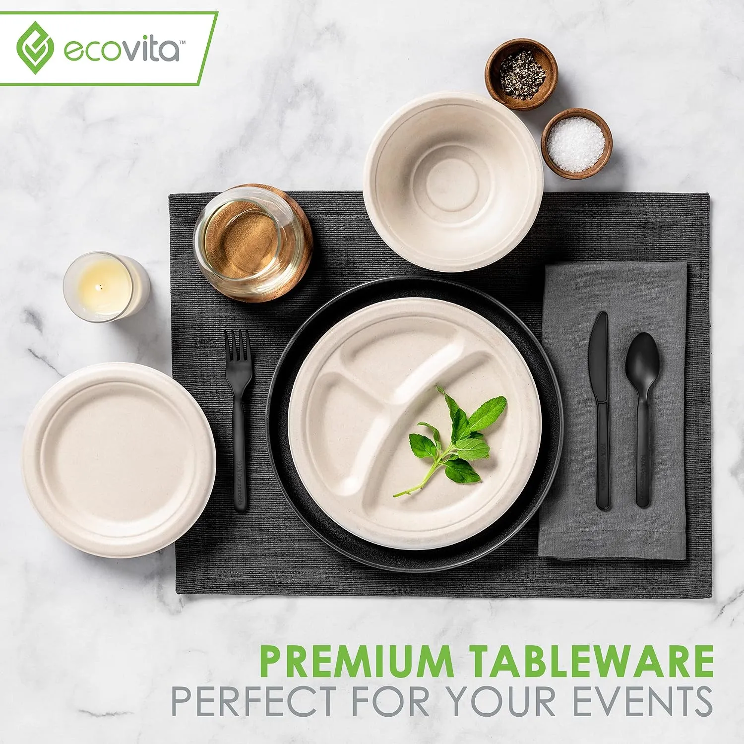 100% Compostable Forks Spoons Knives Cutlery Combo Set - 380 Large Disposable Utensils (7 in.) Eco Friendly Durable and Heat Resistant Alternative to Plastic Silverware with Convenient Tray 6 100% Compostable Forks Spoons Knives Cutlery Combo Set - 380 Large Disposable Utensils (7 in.) Eco Friendly Durable and Heat Resistant Alternative to Plastic Silverware with Convenient Tray - Image 6