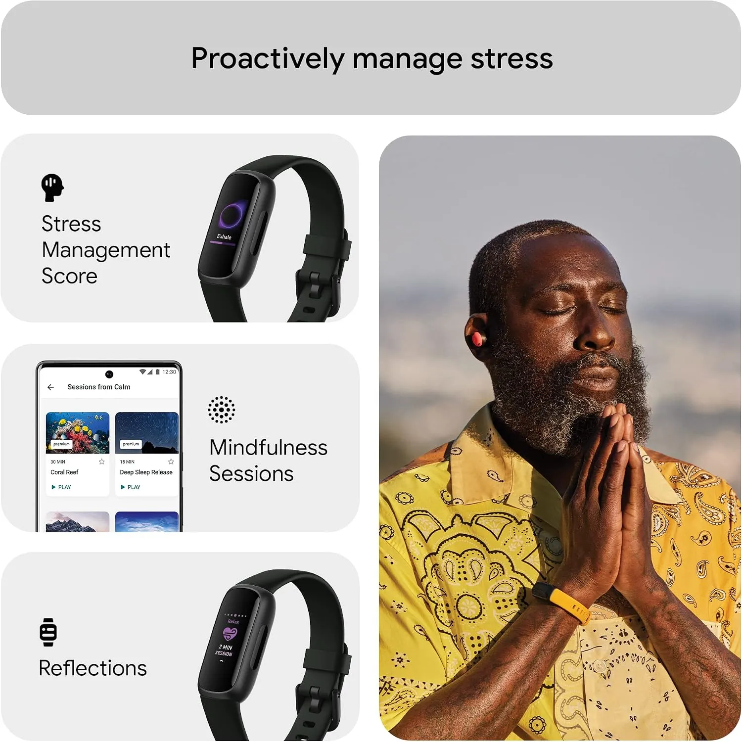 Fitbit Inspire 3 Health &-Fitness-Tracker with Stress Management, Workout Intensity, Sleep Tracking, 24/7 Heart Rate and more, Midnight Zen/Black One Size (S & L Bands Included) 3 Fitbit Inspire 3 Health &-Fitness-Tracker with Stress Management, Workout Intensity, Sleep Tracking, 24/7 Heart Rate and more, Midnight Zen/Black One Size (S & L Bands Included) - Image 3