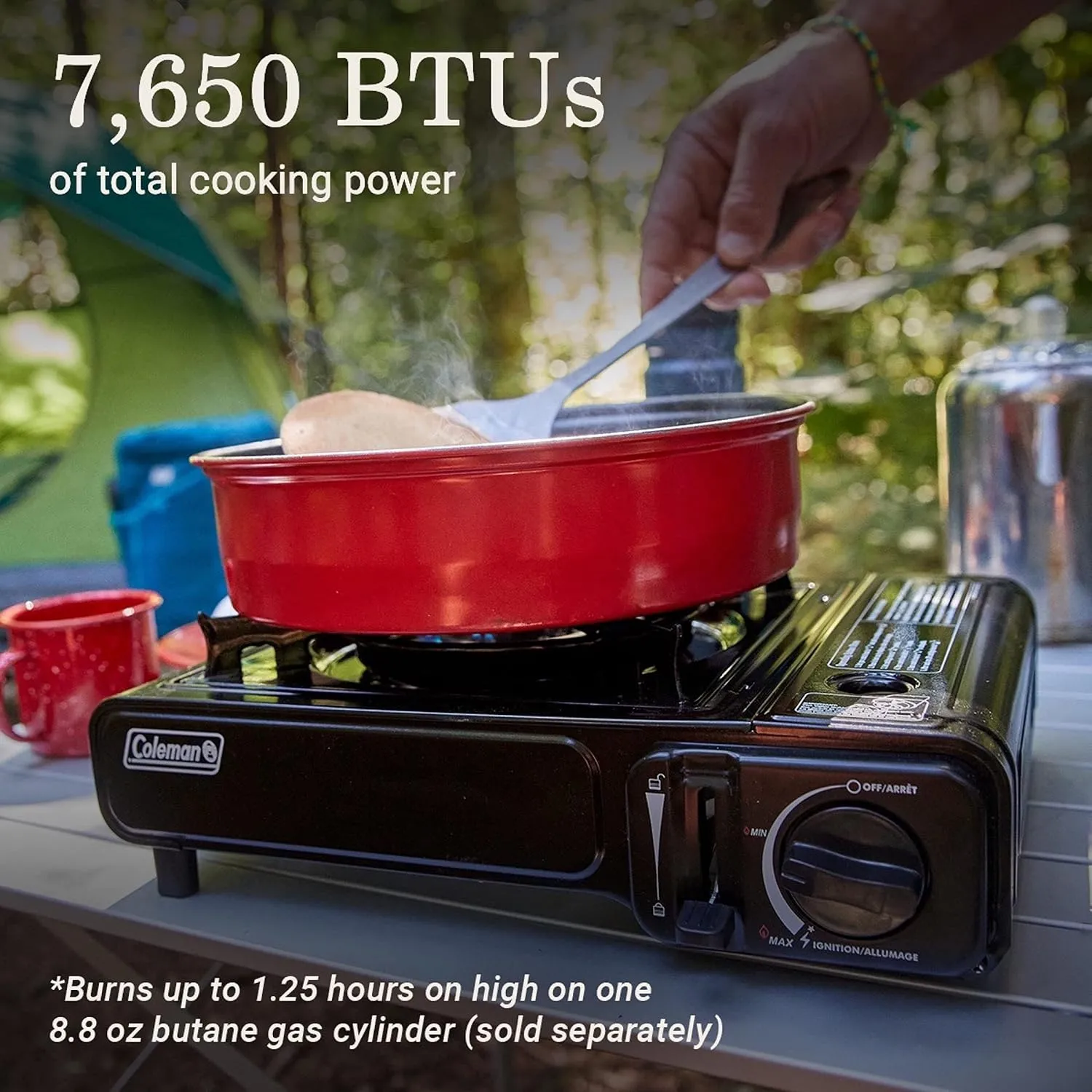Coleman Classic 1-Burner Butane Stove, Portable Camping Stove with Carry Case & Push-Button Starter, Includes Precise Temperature Control & 7,650 BTUs of Power for Camping, Tailgating, & More 6 Coleman Classic 1-Burner Butane Stove, Portable Camping Stove with Carry Case & Push-Button Starter, Includes Precise Temperature Control & 7,650 BTUs of Power for Camping, Tailgating, & More - Image 6