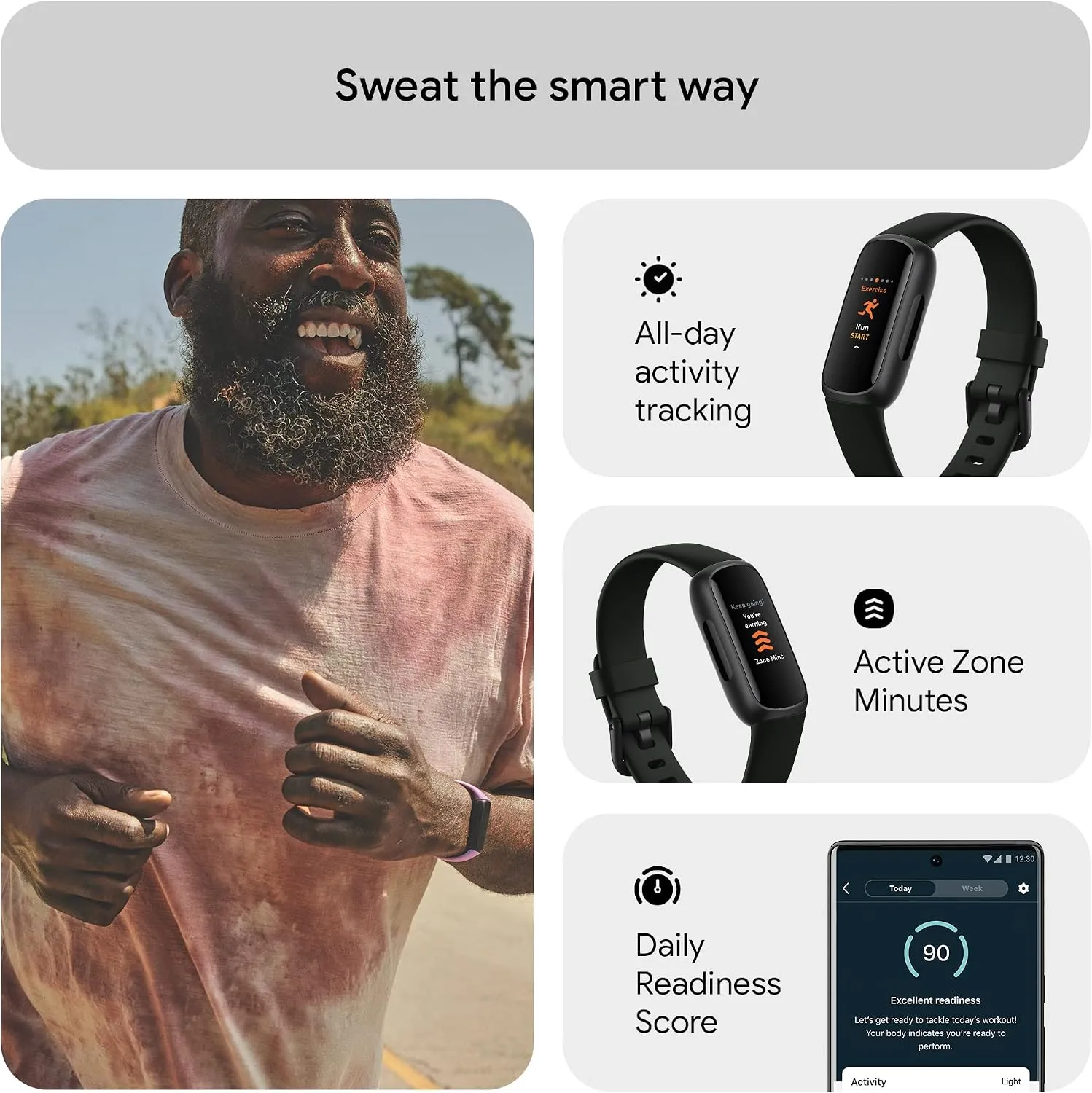 Fitbit Inspire 3 Health &-Fitness-Tracker with Stress Management, Workout Intensity, Sleep Tracking, 24/7 Heart Rate and more, Midnight Zen/Black One Size (S & L Bands Included) 2 Fitbit Inspire 3 Health &-Fitness-Tracker with Stress Management, Workout Intensity, Sleep Tracking, 24/7 Heart Rate and more, Midnight Zen/Black One Size (S & L Bands Included) - Image 2