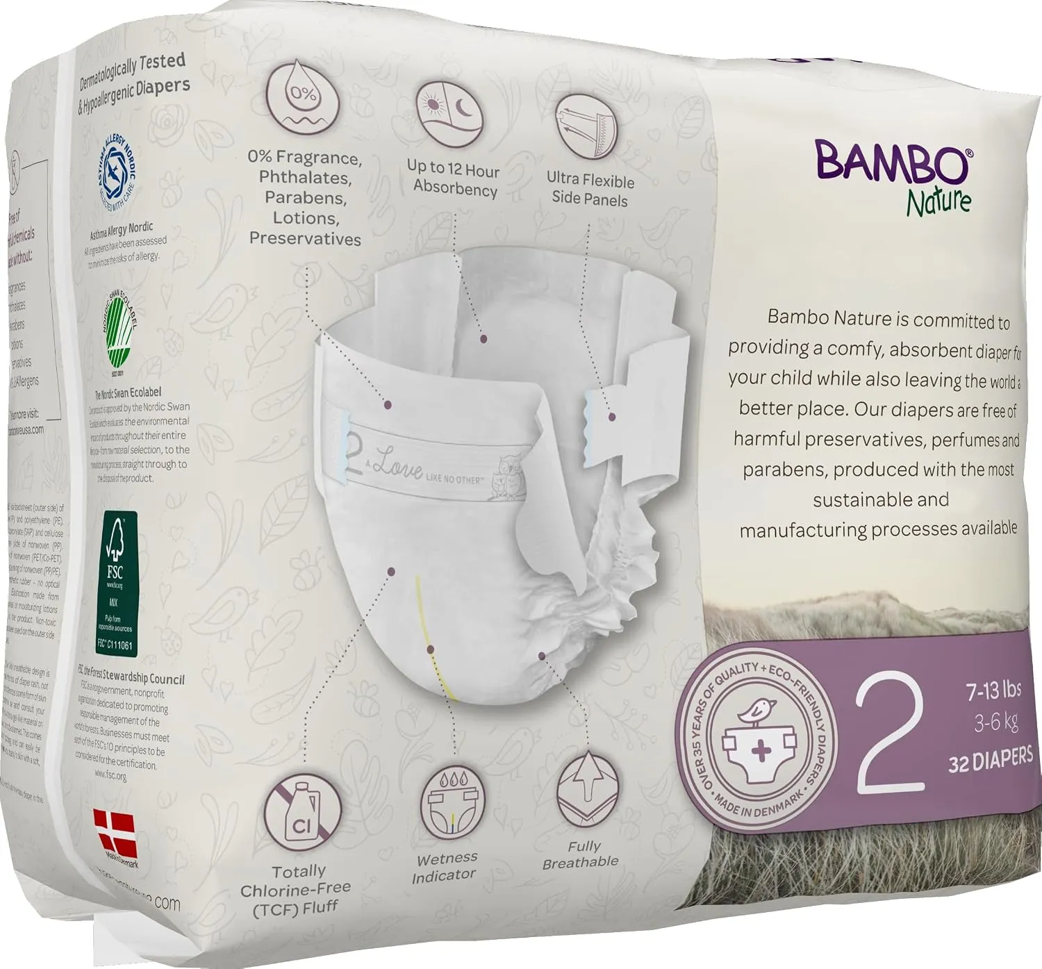 Bambo Nature Premium Baby Diapers (SIZES 0 TO 6 AVAILABLE), Size 2, 32 Count 2 Bambo Nature Premium Baby Diapers (SIZES 0 TO 6 AVAILABLE), Size 2, 32 Count - Image 2