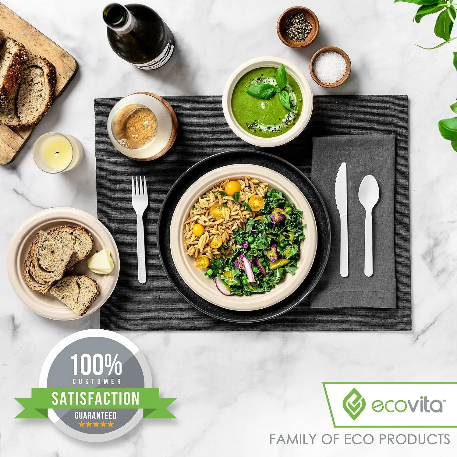 100% Compostable Forks Spoons Knives Cutlery Combo Set - 380 Large Disposable Utensils (7 in.) Eco Friendly Durable and Heat Resistant Alternative to Plastic Silverware with Convenient Tray 8 100% Compostable Forks Spoons Knives Cutlery Combo Set - 380 Large Disposable Utensils (7 in.) Eco Friendly Durable and Heat Resistant Alternative to Plastic Silverware with Convenient Tray - Image 8