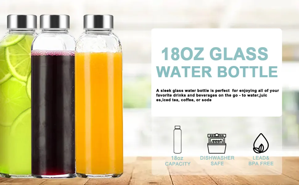 18oz glass water bottle